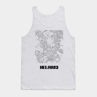 Retro Map of Helsinki, Finland Minimalist Line Drawing Tank Top